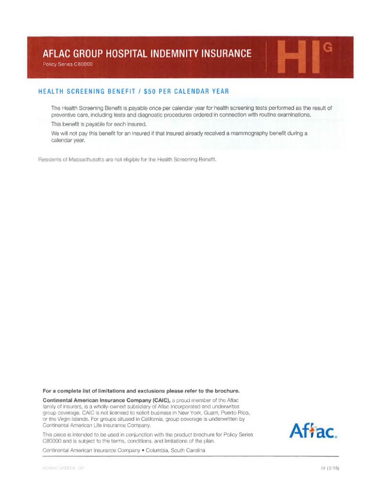 Aflac Hospital Brochure CWA 9003